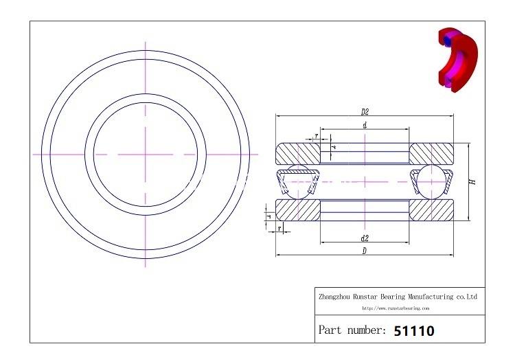 51110 thrust bearing 51110 d