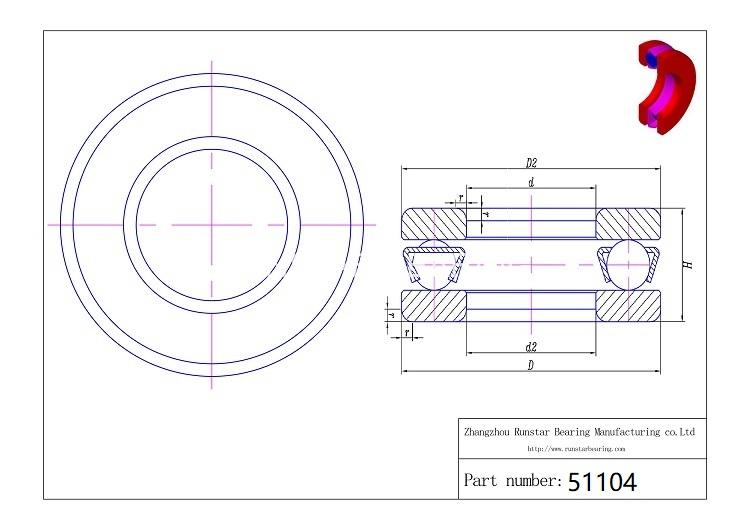 ball thrust bearing sizes 51104 d
