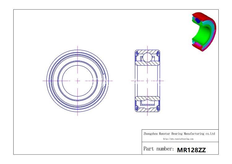 chrome steel ball bearings mr128zz d 1