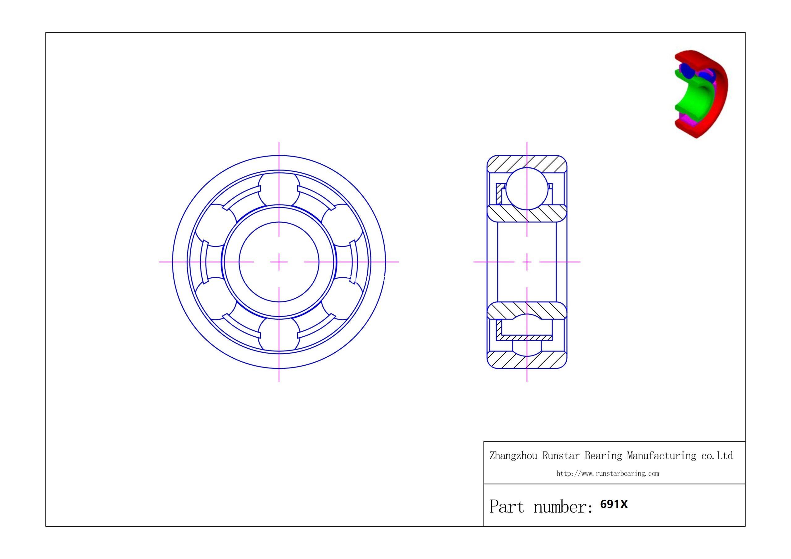 metric miniature bearing 691X D
