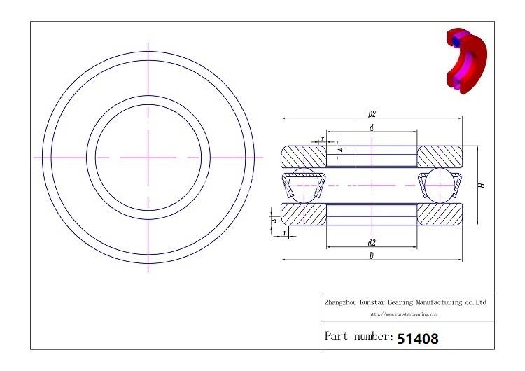 thrust ball bearing application 51408 d