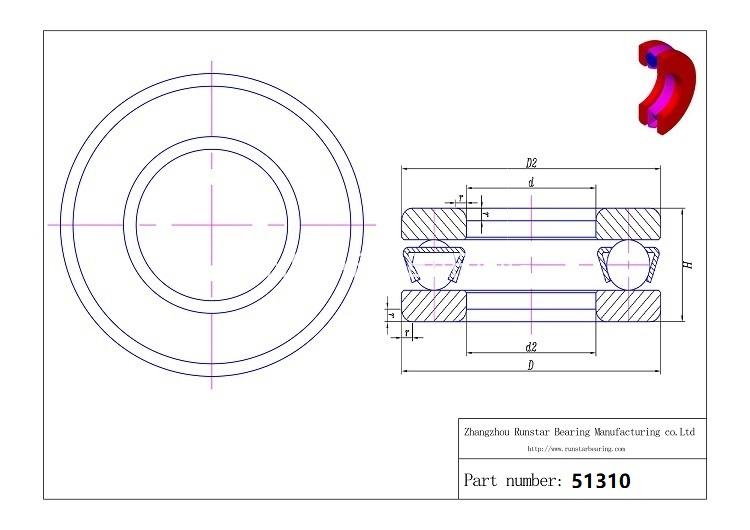 thrust bearing size chart 51310 d