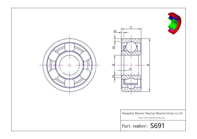 1 steel ball bearings s691 d