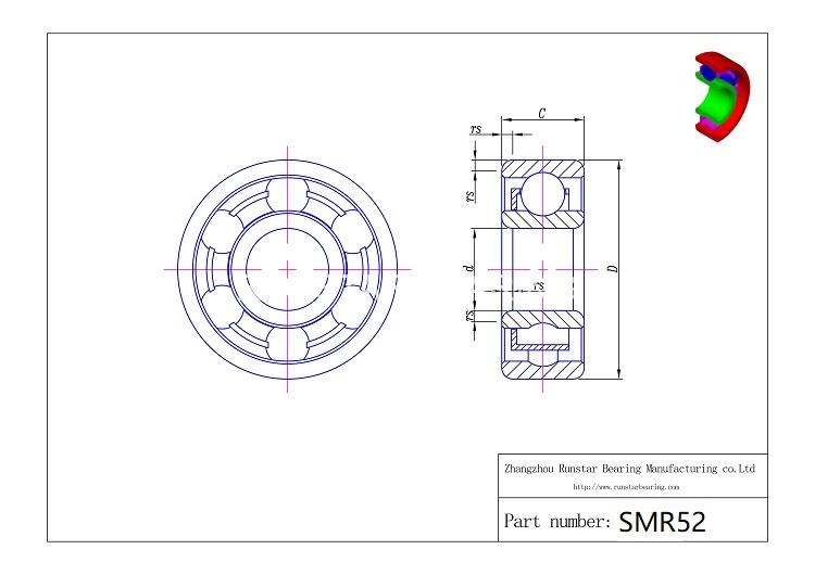 2x5x2mm ball miniature ball bearings smr52 d