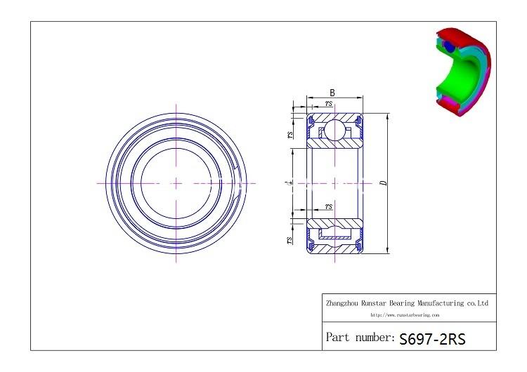 7x17x5 stainless bearing s697 2rs d