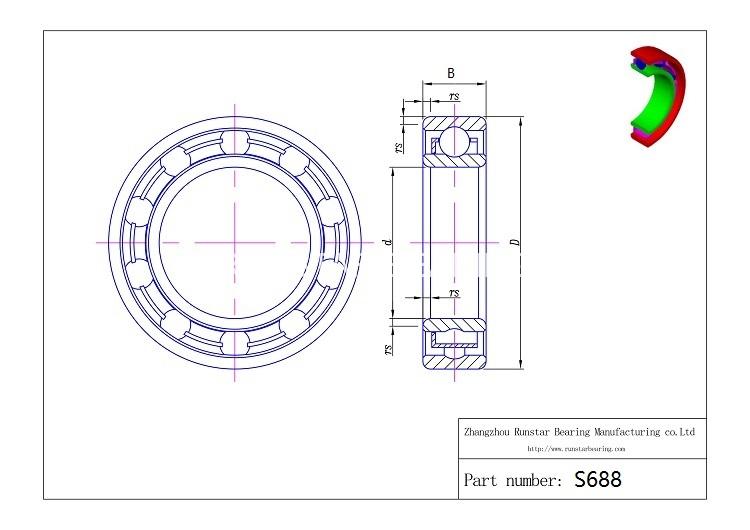 8mm ball bearings size s688 d