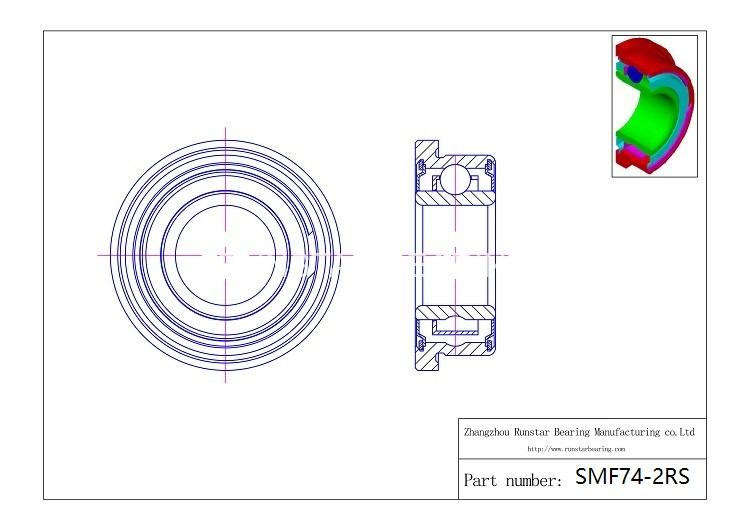 metric flanged ball bearings smf74 2rs d