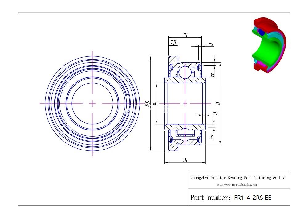 bearing with flange fr1 4 2rs ee d