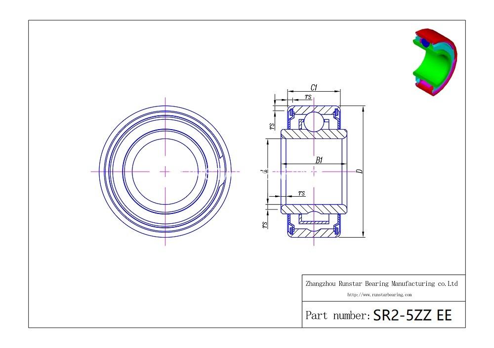 extended inner ring ball bearing sr2 5zz ee d