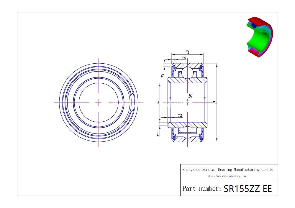 extended inner ring ball bearings sr155zz ee d
