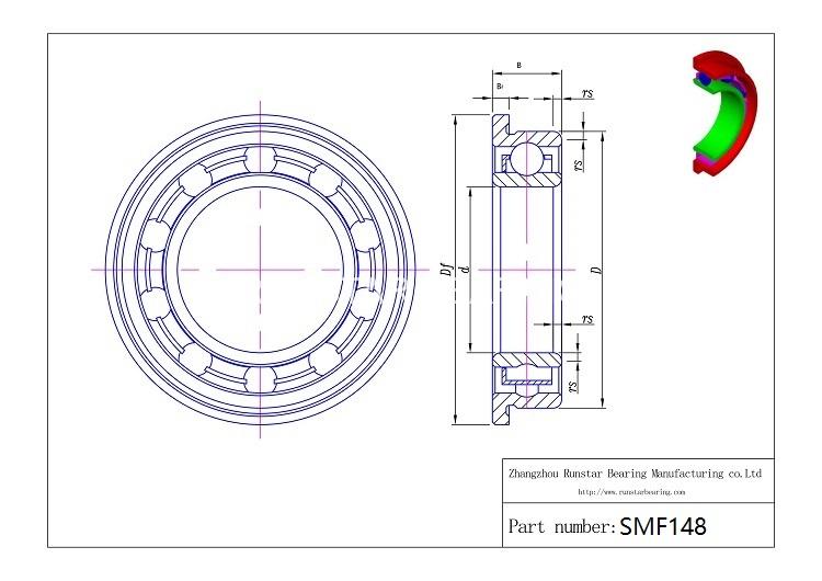 flanged radial ball bearings smf148 d